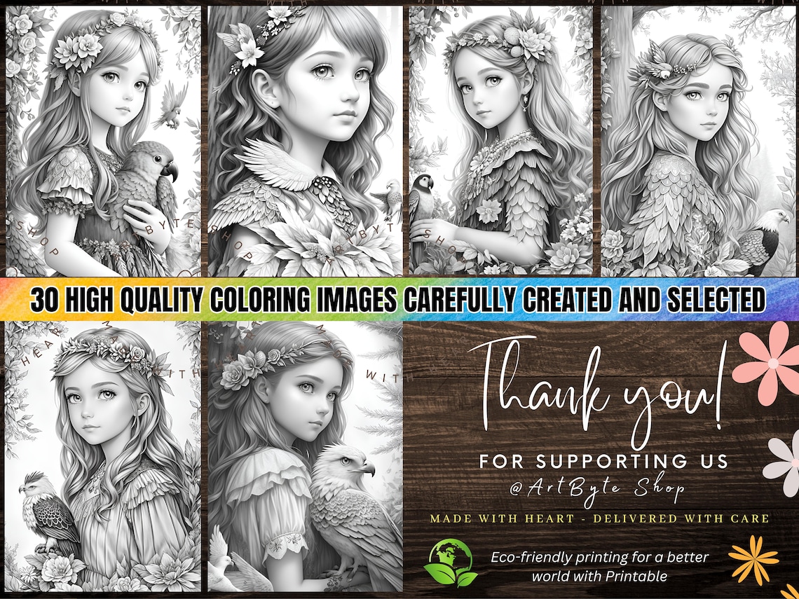 30 Whimsical Woodland Fairy Girls (book 2) Coloring Pages+30 Coloring ...