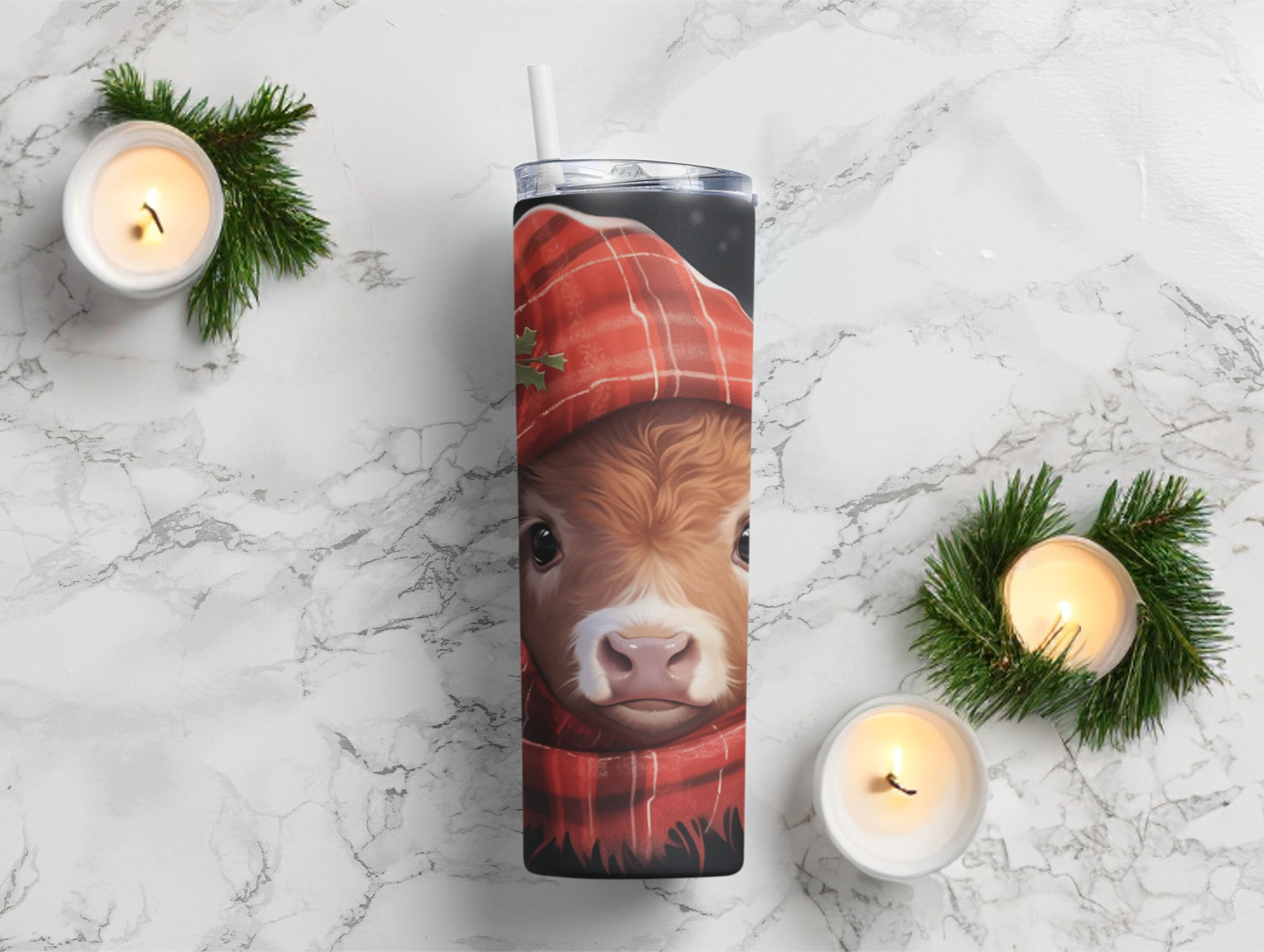Cute Baby Highland Cow 20 Oz and 30 Oz Tumbler Wrap Sublimation Design ...