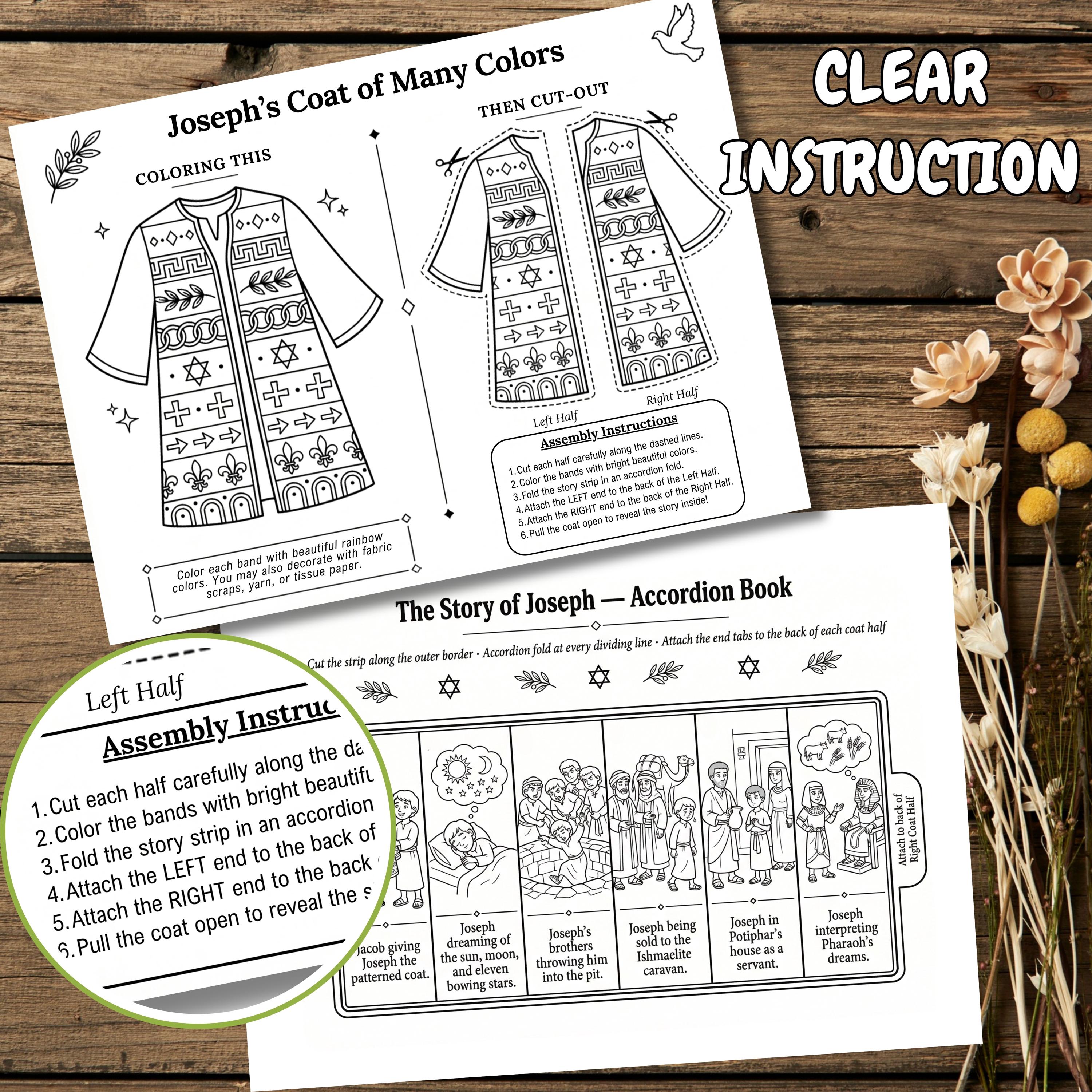 Joseph Coat of Many Colors Printable Craft, Bible Story Coloring Book ...
