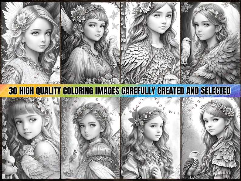 30 Whimsical Woodland Fairy Girls (book 2) Coloring Pages+30 Coloring ...