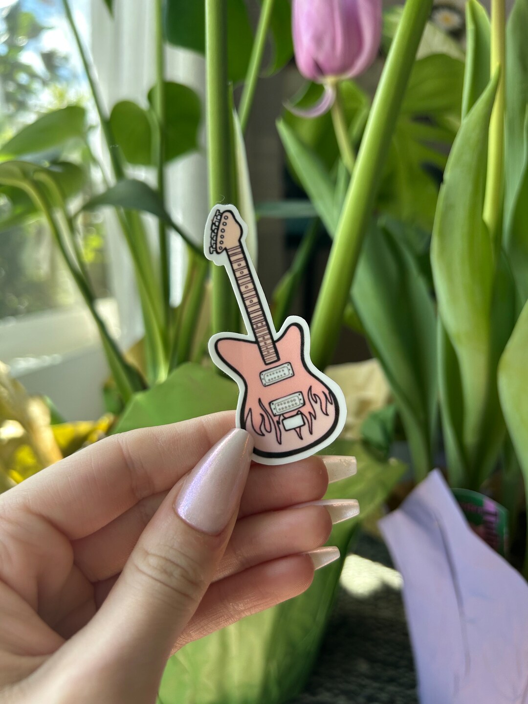 Flame Guitar Sticker Vinyl Sticker Waterproof Sticker Cool Etsy