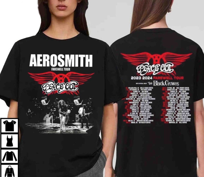 Aerosmith 2023 2024 Peace Out Farewell Tour Band Photo Shirt Etsy