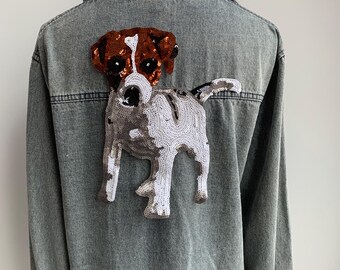 Adorable Large Sequin Dog Iron-On Patch – Sparkling Custom Designs for Dog Lovers