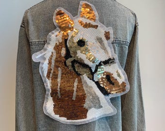 Big Sequin White House patch | Denim jacket back appliqué