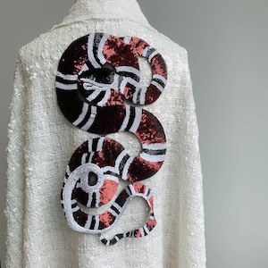Extra Large Sequins Snake Taylor Reputation Sew-On Patch | Sparkling Serpent Design Concert Statement Embellishment