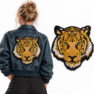 Großer, gestickter Tigerkopf-Aufnäher zum Aufbügeln – exquisite DIY-Applikation