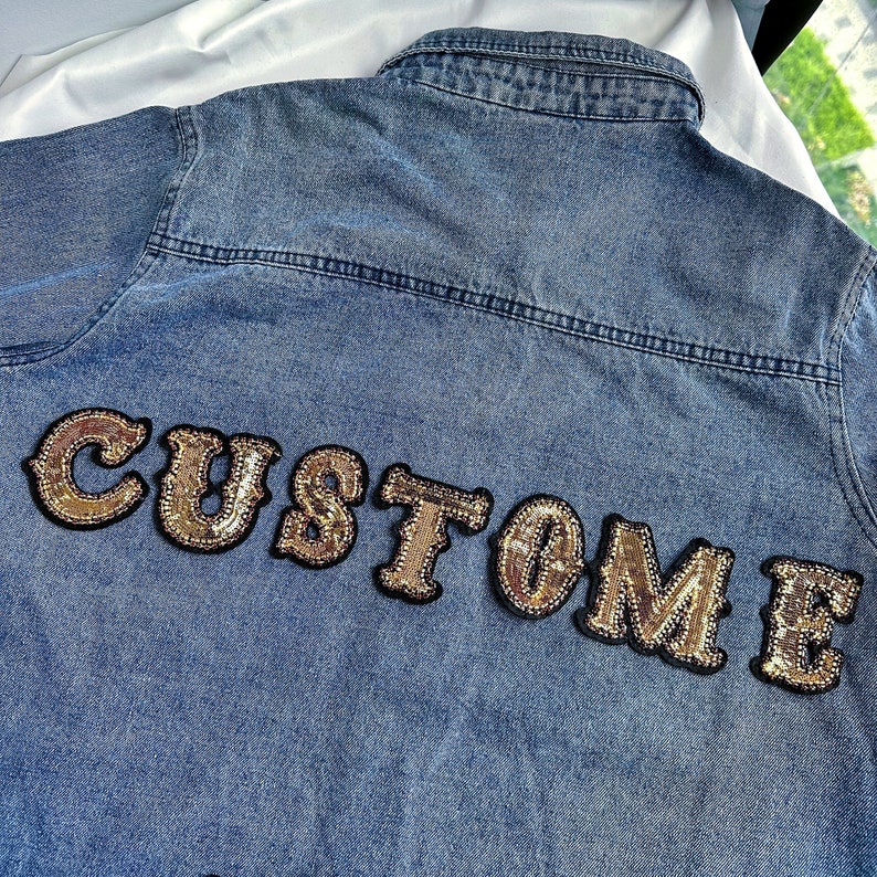 Handmade Rhinestones Sequin AZ Letter Sew on Patch for Etsy