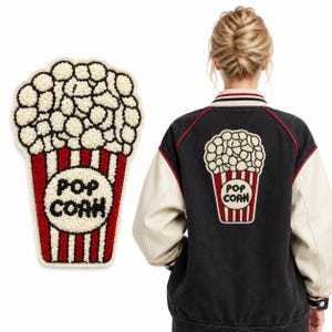Chenille-Popcorn-Applikationsaufnäher: Gesticktes Lebensmittelabzeichen