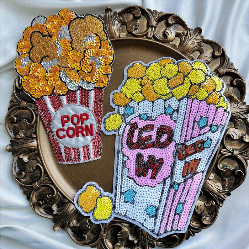 Sparkling Sequin Popcorn Patch – Fun Retro Snack Design for Jackets - Etsy