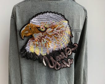 Majestätischer Adlerkopf Aufnäher - Stärke in Silber & Gold