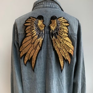 Golden Sequins Angel wings patch