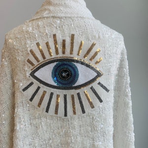 Large Sequin Evil Eye Sew-On Patch - Sparkling Symbol of Protection