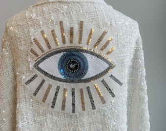 Large Sequin Evil Eye Sew-On Patch - Sparkling Symbol of Protection