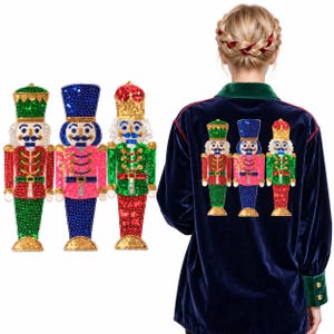 Bunter Pailletten-Nussknacker-Aufnäher – Weihnachtssoldaten-Applikation für Jacke, Kostüm, Tasche & Weihnachtsdekoration
