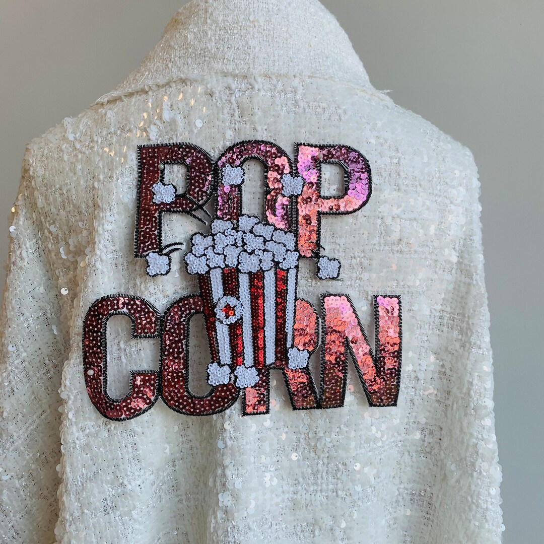 Glamorous Delight Large Sequined Popcorn Ironon Patch With Playful Popcorn Pattern Etsy