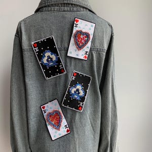 Handgemaakte pokerpatch met pailletten - kaartspelapplicaties met strassteentjes