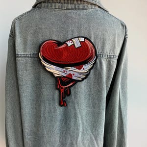 Embroidered Broken Heart Patch: Wounded Heart Iron On Applique