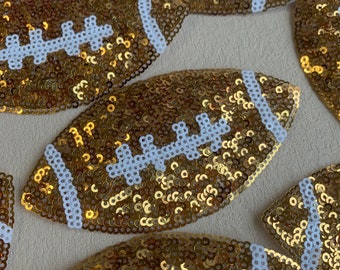 Gold Sequined Football Iron-On Patch: Game Day DIY (4.25 inches)