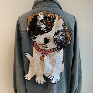 Stor paljett hund-påsydd lapp - bedårande hunddekoration