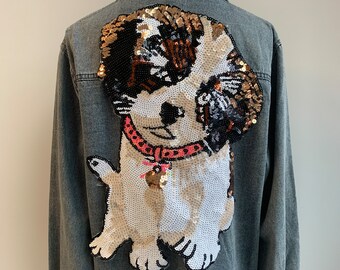 Large Sequins Dog Sew-On Patch - Adorable Canine Embellishment