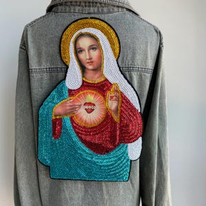 ♡で値下げ！ VINTAGE DON アートデニムジャケット キリスト /マリア Virgin Mary Denim Jacket - Etsy