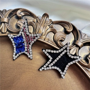 Stars Sequined Applique Patch Rhinestone Sparkle Star Patches Supplies for Vintage Clothes,bags,shoes Embroidery Sew on Costume Decorative