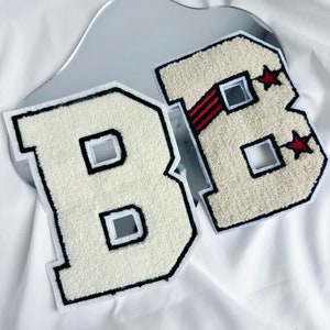 Parche de letras de chenilla para coser en bolsos de nailon universitarios, chaquetas vaqueras, decoración de moda, bordado, regalo para niños, camisa personalizada de alta calidad
