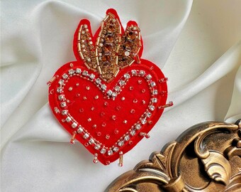 Sacred Heart Strass Herz Aufnäher - Sacred Embellishment