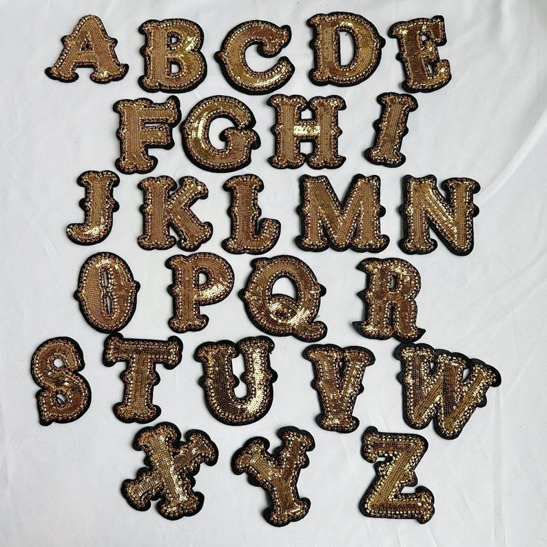 Handmade Rhinestones Sequin AZ Letter Sew on Patch for Etsy