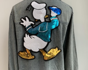Large Sequins Duck Back Patch | Cartoon Duck Appliqué for jackets