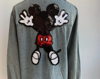 Large Sequin Mouse Appliqué Patch for Clothing - Sparkling animal back Patch