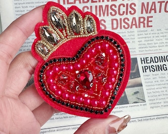 Sacred Heart Red: Strassbesetzte Applikation (7x9cm).