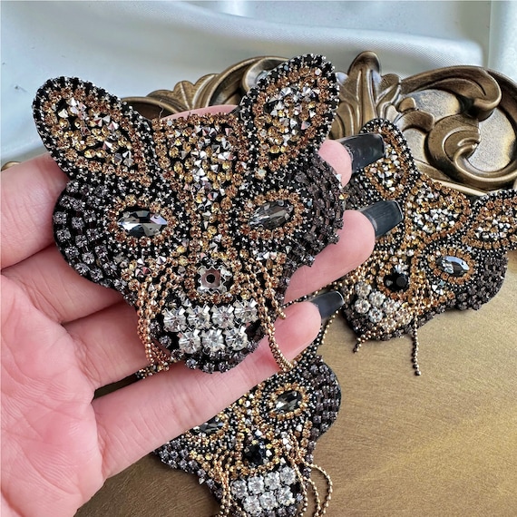 Tiger Head With Tassel Rhinestone Beaded Patch,iron on Classic