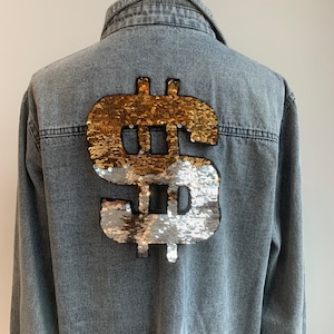 Gold and Silver Sequins US Dollar Patch