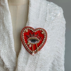 Rhinestone Sacred Heart Hamsa Eye Tassel Patch-Handmade Clothing Decoration