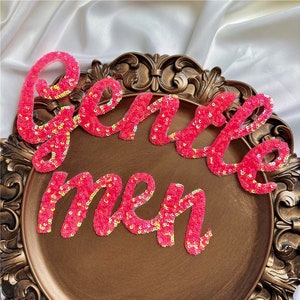 Pink Letter Patches Iron on Applique Sequin Glitter Alphabet Embroidery for Vintage Clothes,t-shirt Denim Jacket Costume Decorative Patch