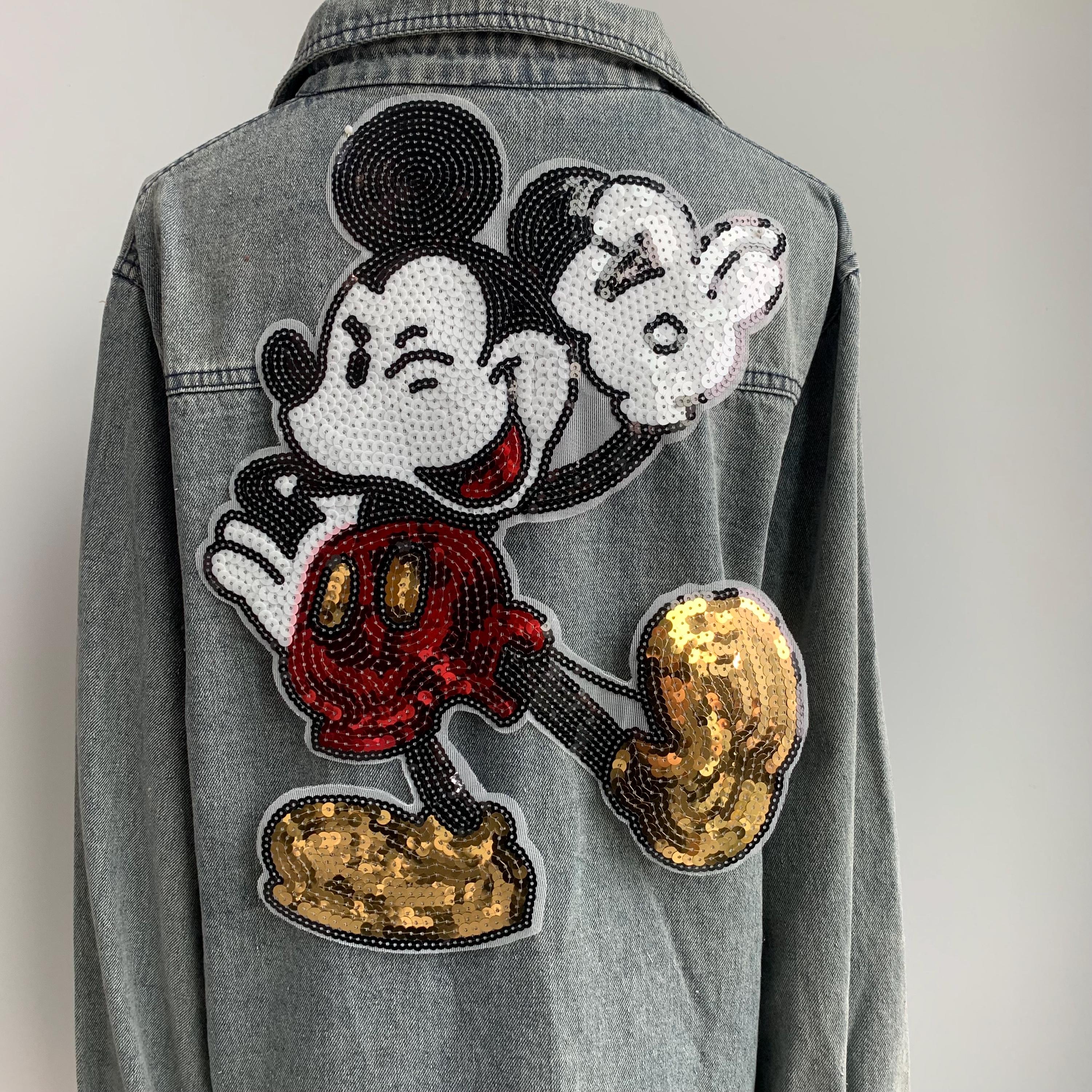 Jumbo Retro Mouse patch | Cartoon Applique | Cheerful Smile & hand sign