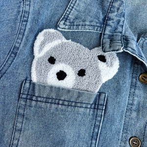 Chenille Cartoon Patch Sweatshirt Bear Applique Grey Car A set of  Sew on T-shirt,coats for Kid Clothes Custom Decorative Accessories