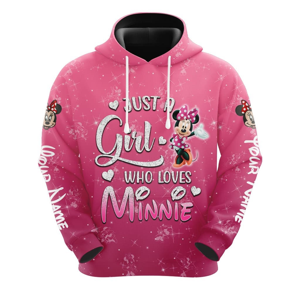 Just A Girl Who Loves Minnie Hoodie Custom Name Minnie Hoodie