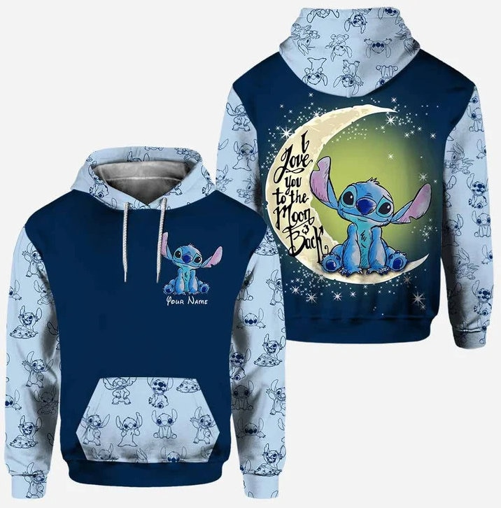 Discover Stitch I Love You To The Moon and back Hoodie Custom Stitch Hoodie