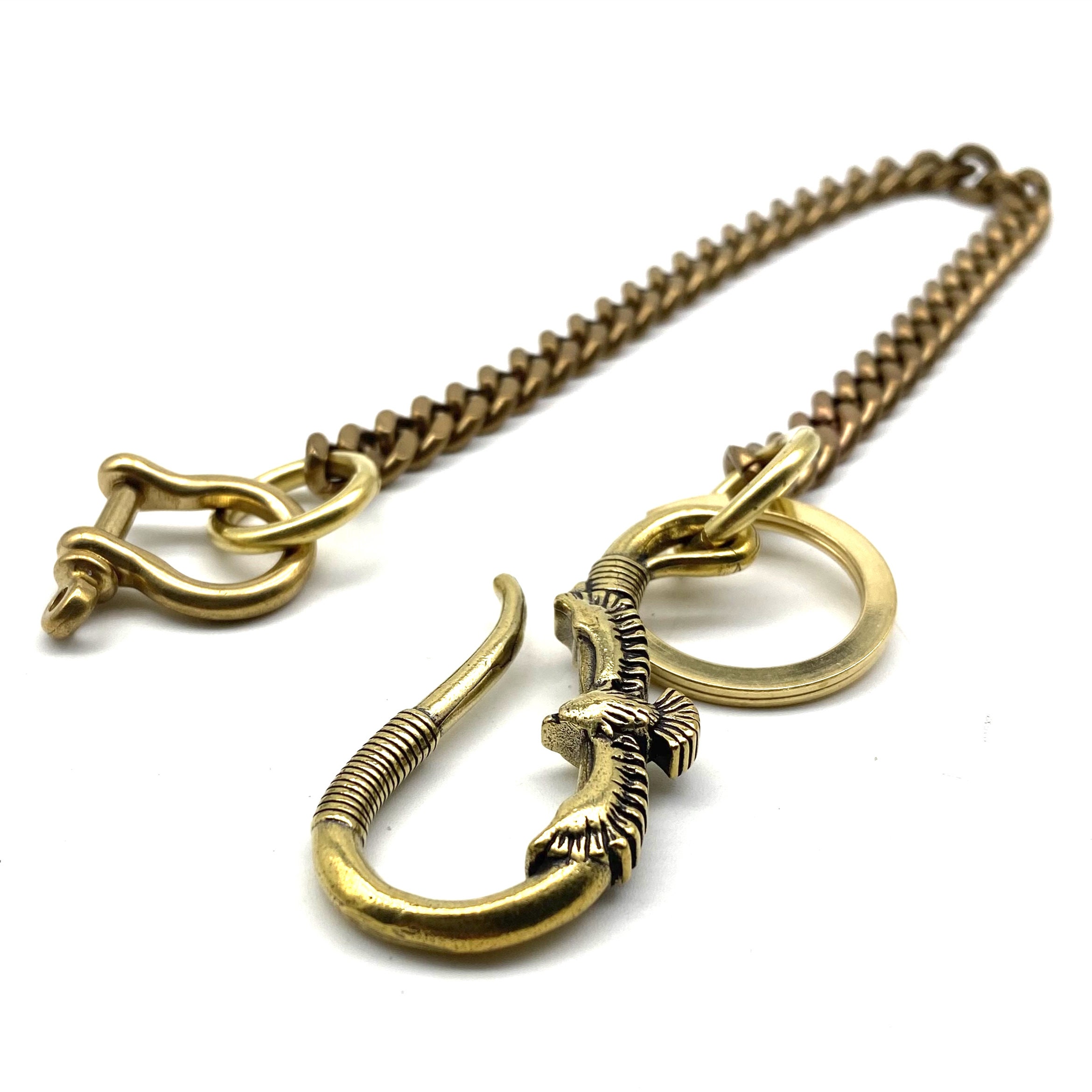 Iron Heart W-15 Wallet Chain with Large Clip and Keyring Brass