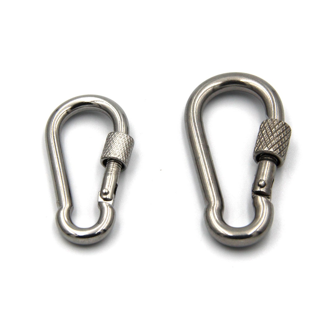 Stainless Steel Screw Lock Carabiner M5/M6 Bag Fast Clip Rope Snap Hook ...