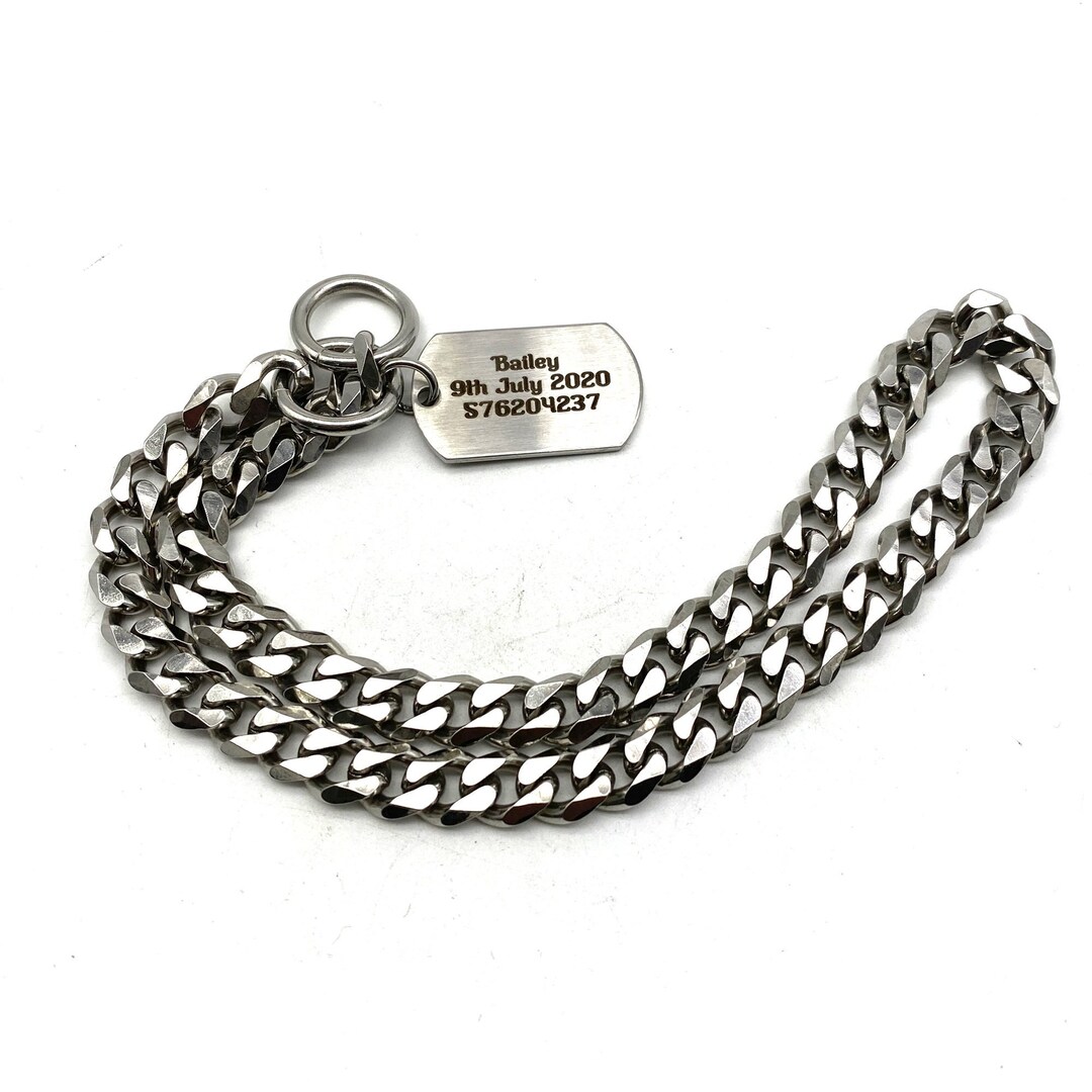 Custom Dog Chain Collar Pets Neck Wear Personalized Tag Etsy