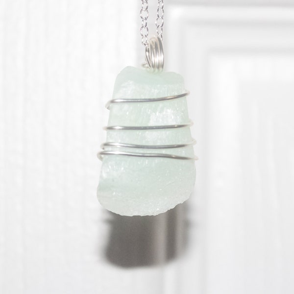 Raw Pistachio Calcite Necklace