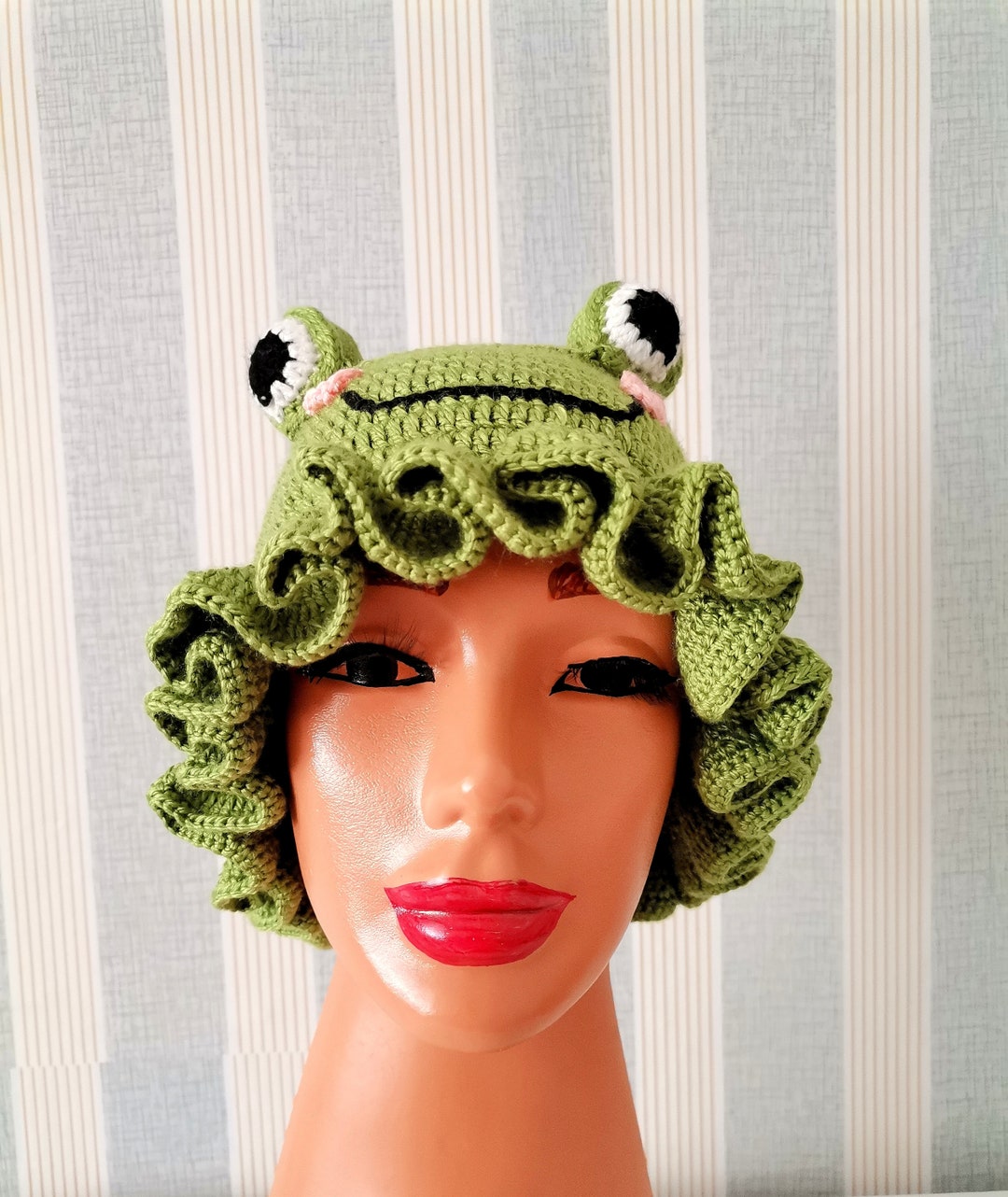 Frog Hatknitting Patterncustom Knittinghandmadeknit Etsy