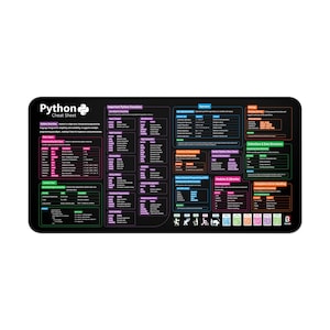 Python Cheat Sheet Desk Mat | Programmer Coding Reference