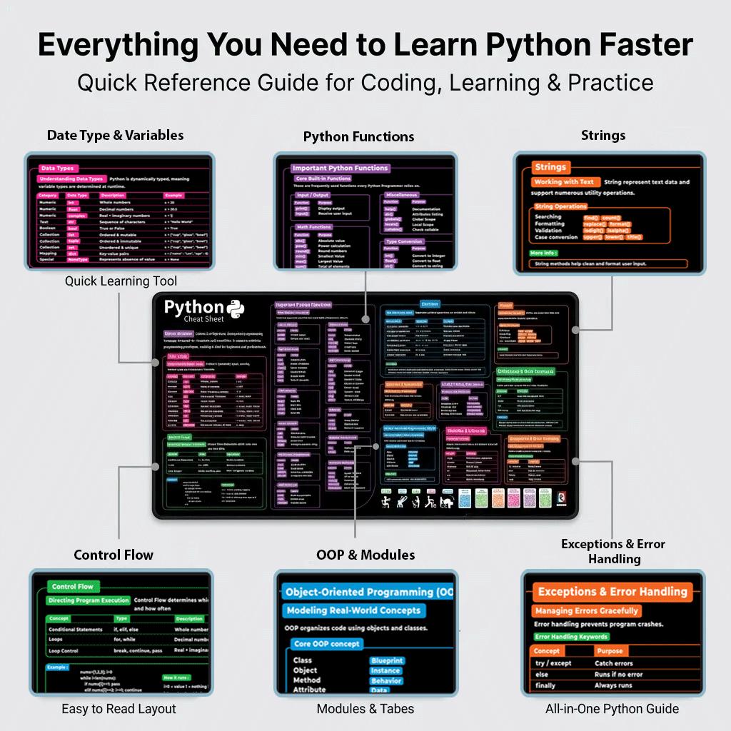 Python Cheat Sheet Desk Mat | Programmer Coding Reference - Etsy Canada