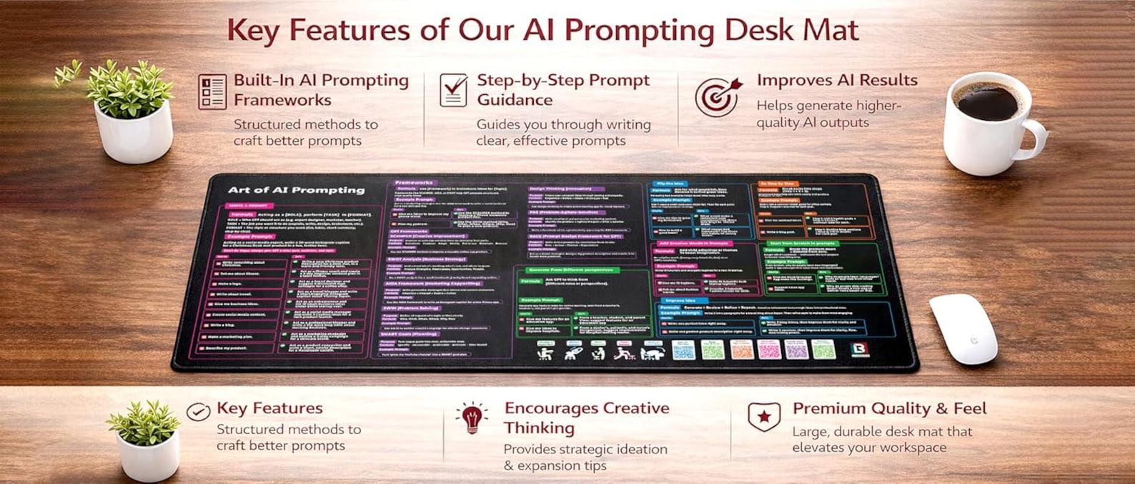 AI Prompt Frameworks Desk Mat | Chatgpt Prompts Cheat Sheet for ...