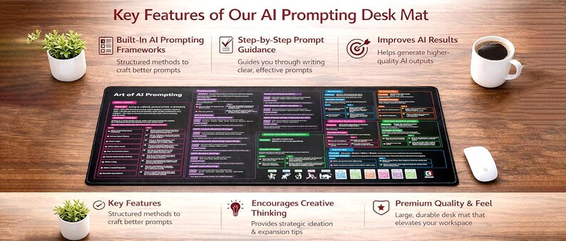 AI Prompt Frameworks Desk Mat | Chatgpt Prompts Cheat Sheet for ...