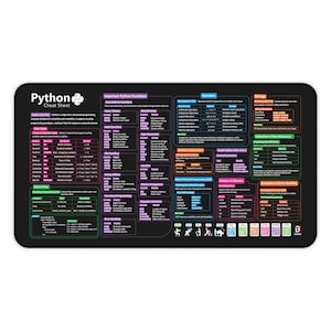 Python Cheat Sheet Desk Mat | Programmer Coding Reference zdjęcie 5